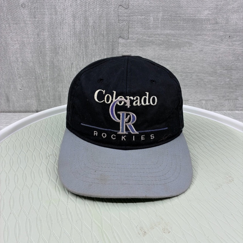 Vintage Colorado Rockies Hat Cap Snapback Black Purple MLB Baseball